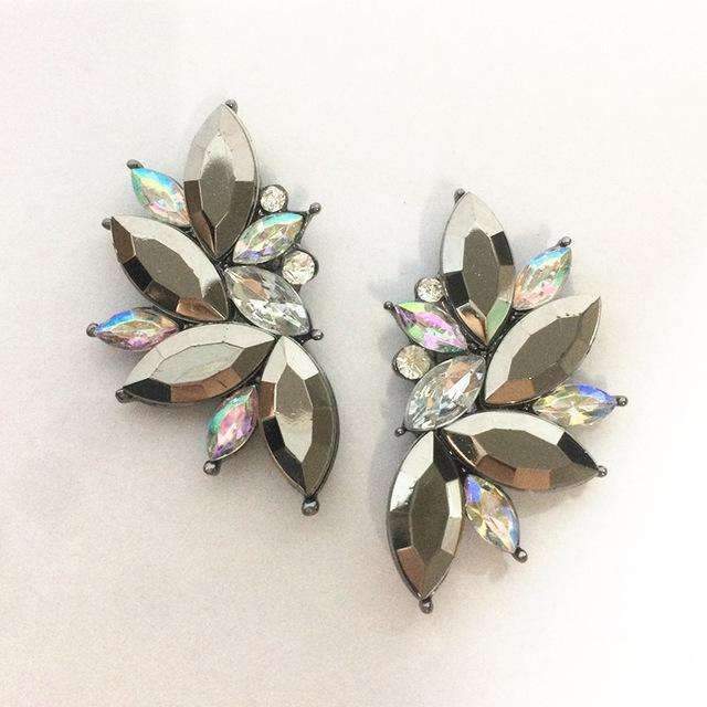 Elegant Rhinestone Crystal Stud Earrings-silver-JadeMoghul Inc.