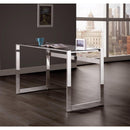 Elegantly Charmed Metal Writing Desk, Silver-Desks and Hutches-Silver-Metal-JadeMoghul Inc.