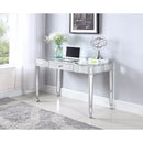 Elegantly Charmed Mirror Finish Writing Desk, Silver-Desks and Hutches-Silver-Metal-JadeMoghul Inc.