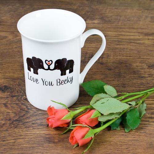 Discount Mugs Elephants In Love Bone China Mug