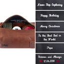 Embroidered Wash Bag (Vintage Brown)-Leather Bags-JadeMoghul Inc.