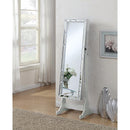Enchanting Jewelry Cheval Mirror With Interior Storage, Silver-Jewelry Boxes and Organizers-Silver-Mirror & Wood-JadeMoghul Inc.