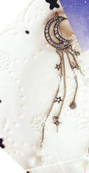 Enchanting Moon And Crystal Tassel Hair Clip-black-JadeMoghul Inc.