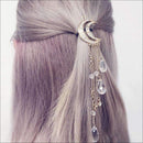 Enchanting Moon And Crystal Tassel Hair Clip-black-JadeMoghul Inc.