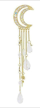 Enchanting Moon And Crystal Tassel Hair Clip-gold-JadeMoghul Inc.