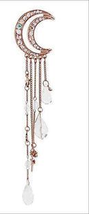 Enchanting Moon And Crystal Tassel Hair Clip-rose gold-JadeMoghul Inc.