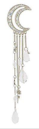 Enchanting Moon And Crystal Tassel Hair Clip-silver-JadeMoghul Inc.