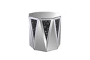 End Table With Octagonal Mirrored Top, Clear And Black-Side & End Tables-Clear-Mirror, Glass and Wood-JadeMoghul Inc.