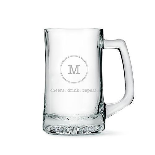 Engraved Glass Beer Mug Gift for Men - Monogrammed (Pack of 1)-Personalized Gifts For Men-JadeMoghul Inc.