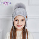 ENJOYFUR Ages 2-8 baby hat Children Winter Hats For Girls&Boy Cotton Thick Warm Knitted Ears Beanie Fox Fur Pompom Cap-08F-China-JadeMoghul Inc.