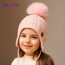 ENJOYFUR Ages 2-8 baby hat Children Winter Hats For Girls&Boy Cotton Thick Warm Knitted Ears Beanie Fox Fur Pompom Cap-19-China-JadeMoghul Inc.