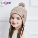 ENJOYFUR Ages 2-8 baby hat Children Winter Hats For Girls&Boy Cotton Thick Warm Knitted Ears Beanie Fox Fur Pompom Cap-7-China-JadeMoghul Inc.