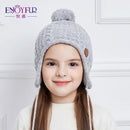 ENJOYFUR Ages 2-8 baby hat Children Winter Hats For Girls&Boy Cotton Thick Warm Knitted Ears Beanie Fox Fur Pompom Cap-8-China-JadeMoghul Inc.