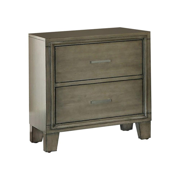 Enrico I Contemporary Style Night Stand, Gray Finish-Nightstands and Bedside Tables-Gray-Solid Wood Wood Veneer & Others-JadeMoghul Inc.