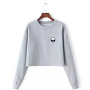 ET Aliens Printing Hoodies Sweatshirts harajuku Crew neck Sweats Women Clothing Feminina Loose Short Fleece Jumper Sweats Warm-Silver-S-JadeMoghul Inc.