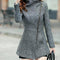 European Design Inspired Women Woolen Coat /Jacket-Dark Grey-S-JadeMoghul Inc.