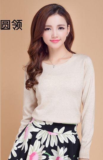European Style Women Basic Casmere Sweater-Beige-L-JadeMoghul Inc.