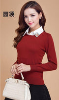 European Style Women Basic Casmere Sweater-Dark Red-L-JadeMoghul Inc.