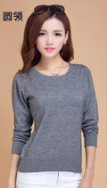 European Style Women Basic Casmere Sweater-Middle Gray-L-JadeMoghul Inc.