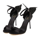 Explosion Models 2017 New Fashion Valentine Shoes Bronzing sequins Butterfly High Heels Sandals Stiletto/Party Wedding Sandals-Black-4-JadeMoghul Inc.