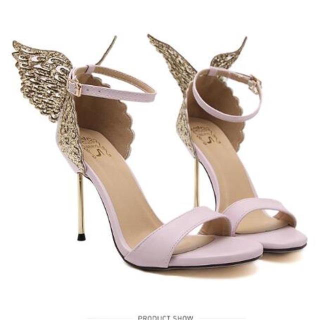 Explosion Models 2017 New Fashion Valentine Shoes Bronzing sequins Butterfly High Heels Sandals Stiletto/Party Wedding Sandals-Pink-4-JadeMoghul Inc.
