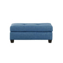 Fabric Tufted Ottoman With Tapered Feet , Blue-Ottoman-Blue-Fabric-JadeMoghul Inc.