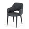 Fabric Upholstered Metal Dining Chair with Cutout Back Design, Gray-Dining Furniture-Gray-Metal and Fabric-JadeMoghul Inc.