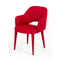 Fabric Upholstered Metal Dining Chair with Cutout Back Design, Red-Dining Furniture-Red-Metal and Fabric-JadeMoghul Inc.