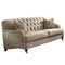 Fabric Upholstered Sofa with 2 Pillows, Beige-Sofas-Beige-Upholstery-JadeMoghul Inc.