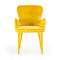 Fabric Upholstered Wing Back Design Dining Chair with High Curvy Arms, Yellow-Dining Furniture-Yellow-Fabric and Metal-JadeMoghul Inc.