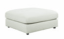 Fabric Upholstered Wooden Ottoman with Loose Cushion Seat and Small Feet, Beige