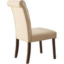 Fabric Upholstered Wooden Side Chair with Button Tufted Back, Beige and Brown-Accent Chairs-Beige and Brown-Wood and Fabric-JadeMoghul Inc.