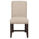 Fabric Upholstered Wooden Side Chair with Nail Head Trim Accents, Beige and Black-Accent Chairs-Black and Beige-Wood and Fabric-JadeMoghul Inc.