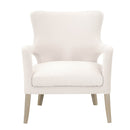 Fabric Upholstery Club Chair With Individual Nail Head Trim, Cream-Accent Chairs-White-Wood and Fabric-JadeMoghul Inc.