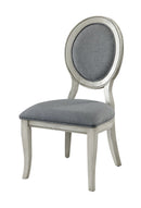 Fabric Upholstery Side Chair, White And Gray, Pack Of Two-Dining Chairs-White And Gray-Fabric and wood-JadeMoghul Inc.