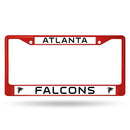 Cute License Plate Frames Falcons Red Colored Chrome Frame