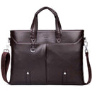 Famous Brand Simple Mens Leather Briefcase Bag Solid Large Business Man Bag Laptop Handbag-Brown-China-JadeMoghul Inc.