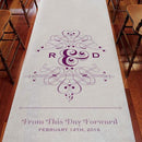 Fanciful Monogram Personalized Aisle Runner White With Hearts Powder Blue (Pack of 1)-Aisle Runners-Black-JadeMoghul Inc.