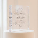 Fanciful Monogram Personalized Clear Acrylic Block Cake Topper Indigo Blue (Pack of 1)-Wedding Cake Toppers-Black-JadeMoghul Inc.