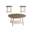 Farmhouse Style Oak Wood Table Set with Canted Legs and Lower Shelf, Set of Three, White and Brown-Accent Tables-White and Brown-Wood-JadeMoghul Inc.