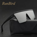 Fashion Black One Piece Sunglasses Men Oversize Driving Cool Sun Glasses Square Male-Black Frame Blue-JadeMoghul Inc.