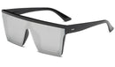 Fashion Black One Piece Sunglasses Men Oversize Driving Cool Sun Glasses Square Male-Black Frame Silver-JadeMoghul Inc.