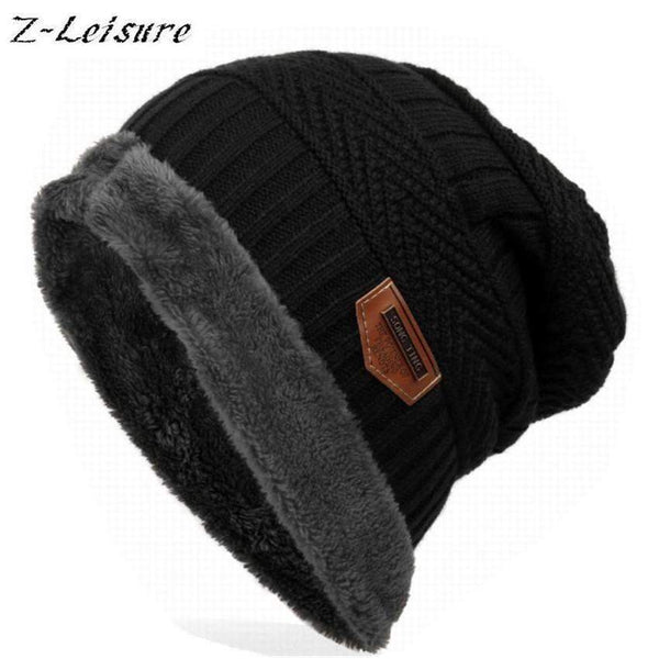 Fashion Caps For Men - Thick Winter Women Beanie - Knitted Hat-black-JadeMoghul Inc.