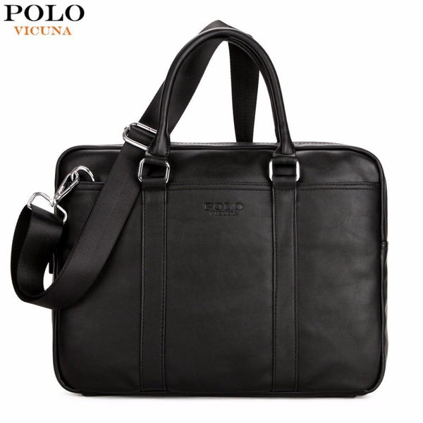Fashion Casual Business Men Leather Briefcase Bag Trendy Solid Leather Mens Handbag Simple Men Bag New-Black-China-JadeMoghul Inc.