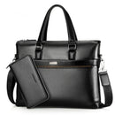 Fashion Casual Genuine Leather Men's 2 Set Bag Shoulder Bag Messenger Bags Business Handbag Laptop Male Briefcase-Black-JadeMoghul Inc.