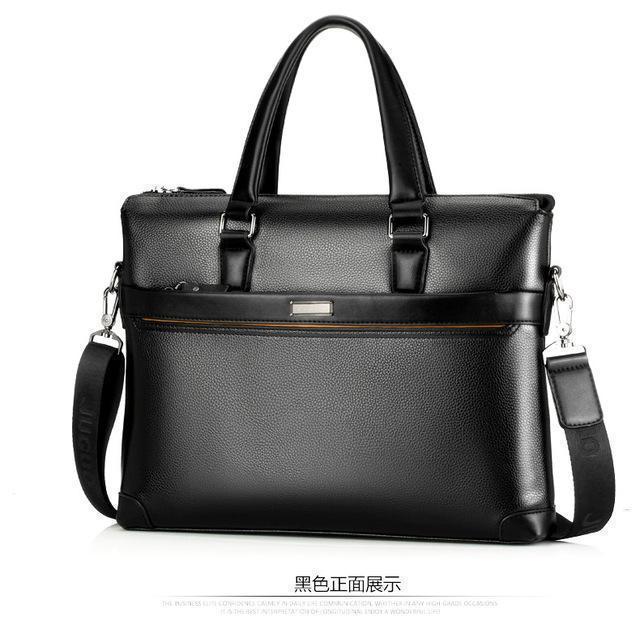Fashion Casual Genuine Leather Men's 2 Set Bag Shoulder Bag Messenger Bags Business Handbag Laptop Male Briefcase-black without wallet-JadeMoghul Inc.