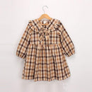 Fashion Clothing Preppy Style Girls Cotton Plaid Print Peter Pan Collar Long Sleeves Dresses TIY