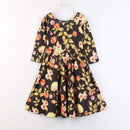 Fashion Clothing Pretty Girl Bright Flower Print Long Sleeve Dress TIY