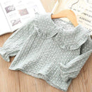 Sweet Girls Dot Print Long Sleeves Peter Pan Collar Blouse