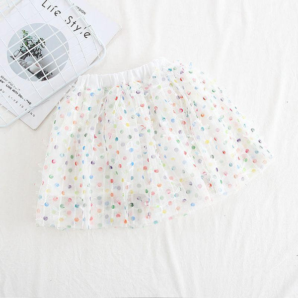 Sweet Girls Multicolor Dot Print Tutu Skirts